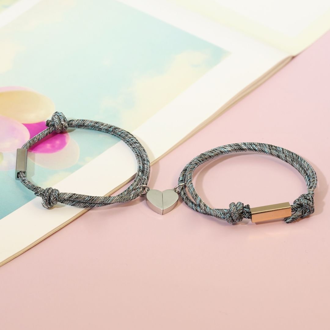 Pulsera con imán de corazón personalizable para parejas - Moroveta