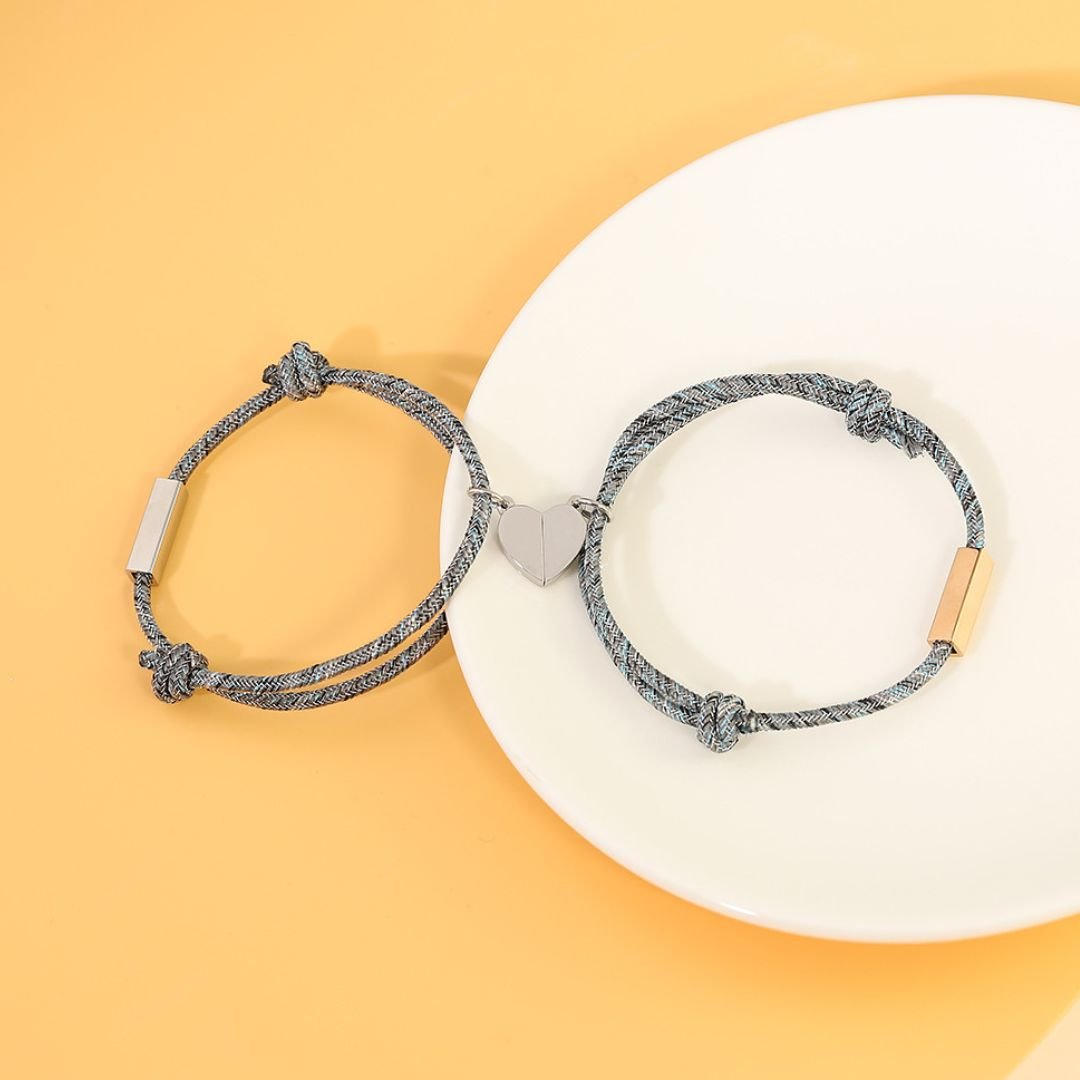 Pulsera con imán de corazón personalizable para parejas - Moroveta