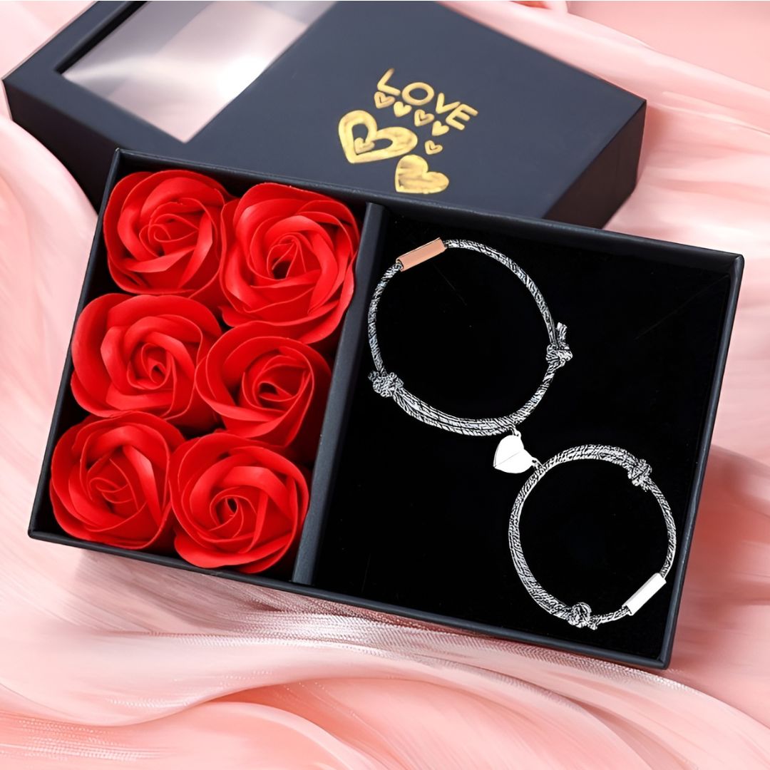 Pulsera con imán de corazón personalizable para parejas - Moroveta