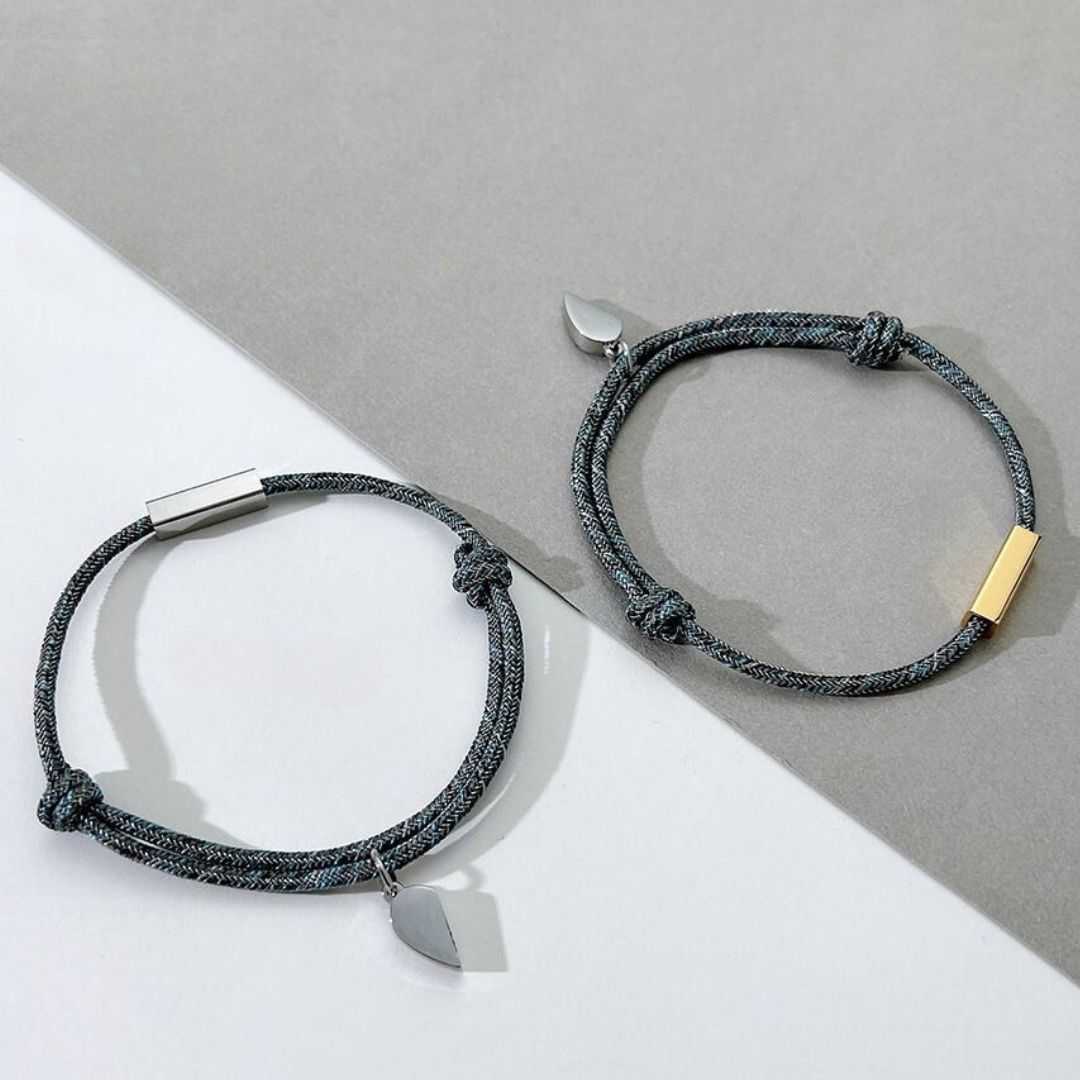 Pulsera con imán de corazón personalizable para parejas - Moroveta