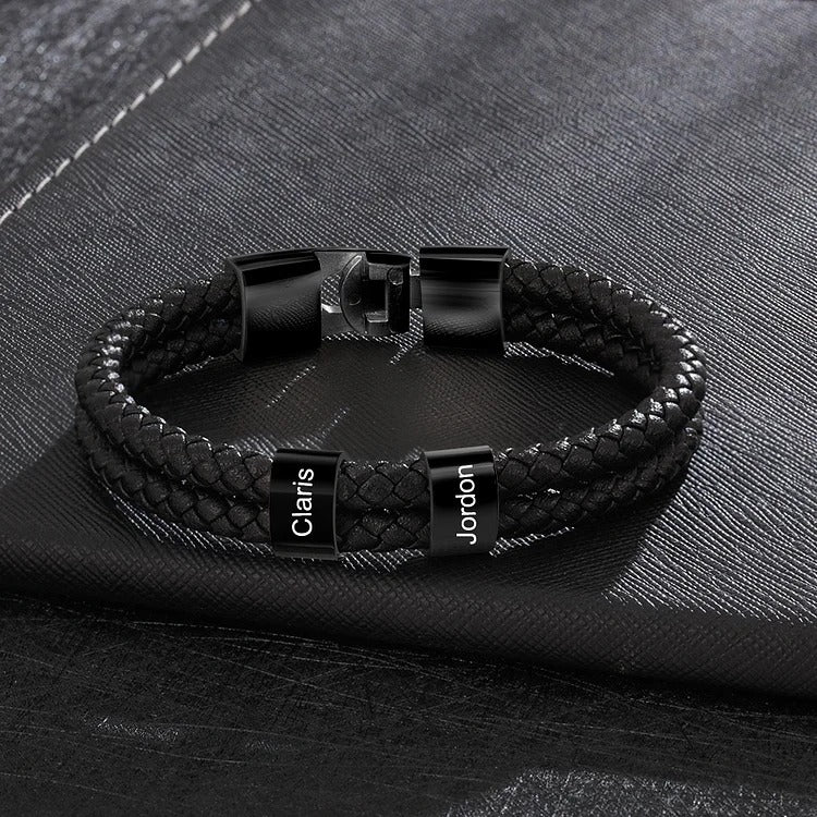 Pulsera de cuero con nombres grabados - Moroveta