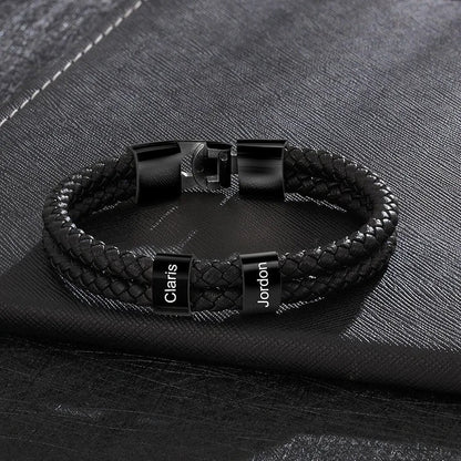 Pulsera de cuero con nombres grabados - Moroveta