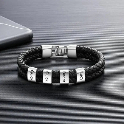 Pulsera de cuero con nombres grabados - Moroveta